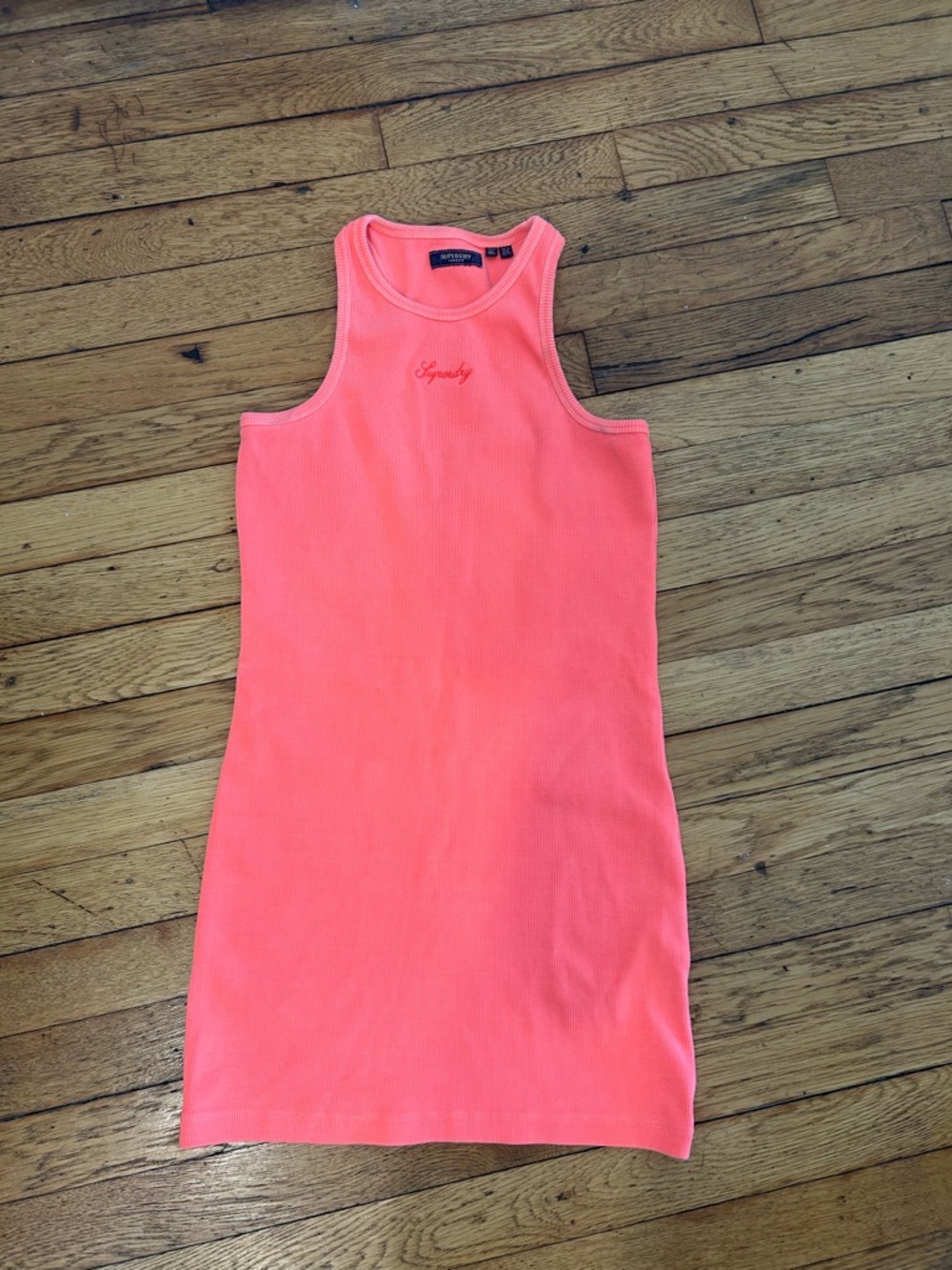 Super dry Neon Coral Ribbed Tank Dress